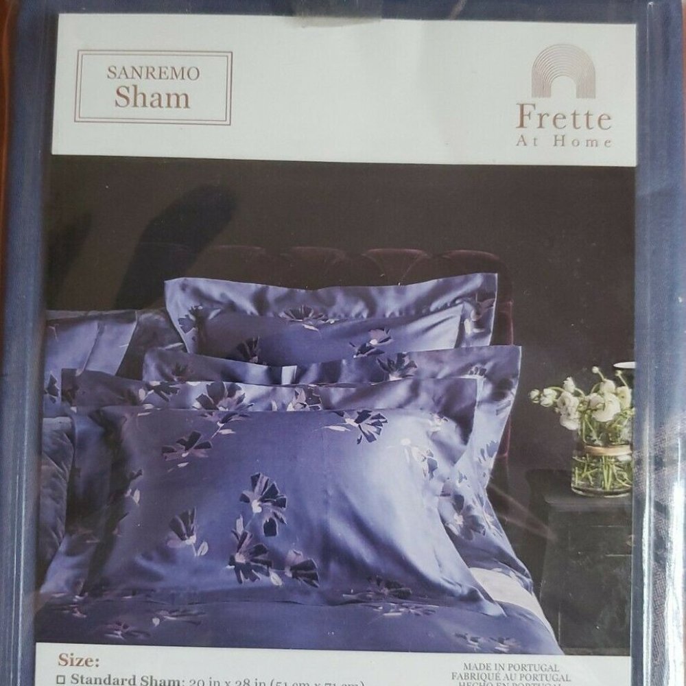 TWO FRETTE SANREMO EURO SIZE SHAMS NEW SET OF 2  SHAMS COLOR SAPPHIRE BNWT - Picture 2 of 3